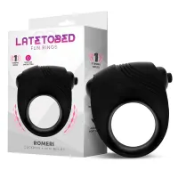 Romeri Anillo + Bala Vibradora Silicona Negro · LATETOBED · Anillos para el Pene