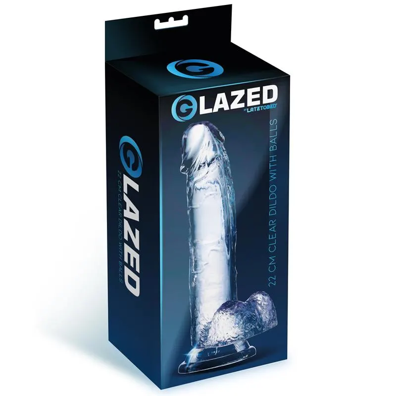 Dildo Realista con Testículos Material Cristalino 22 cm · GLAZED · Dildos — Foto 2
