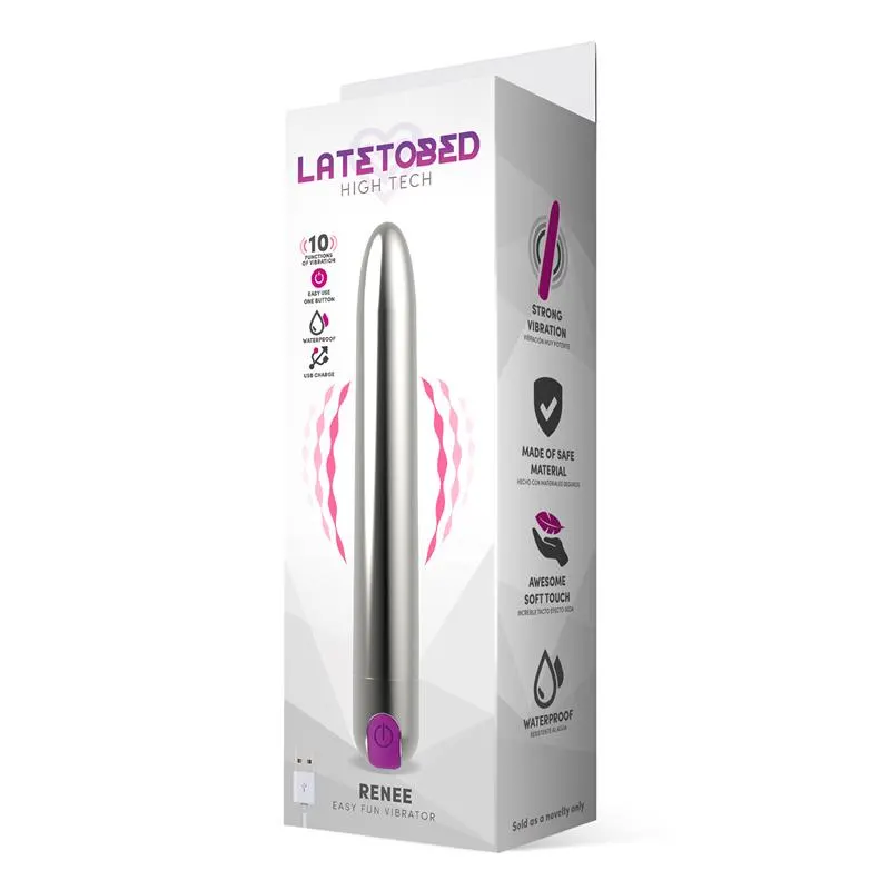 Renee Vibrador 10 Funciones 18,5 cm USB Plata · LATETOBED · Huevos y Balas Vibradoras — Foto 2