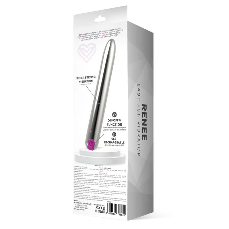 Renee Vibrador 10 Funciones 18,5 cm USB Plata · LATETOBED · Huevos y Balas Vibradoras — Foto 3
