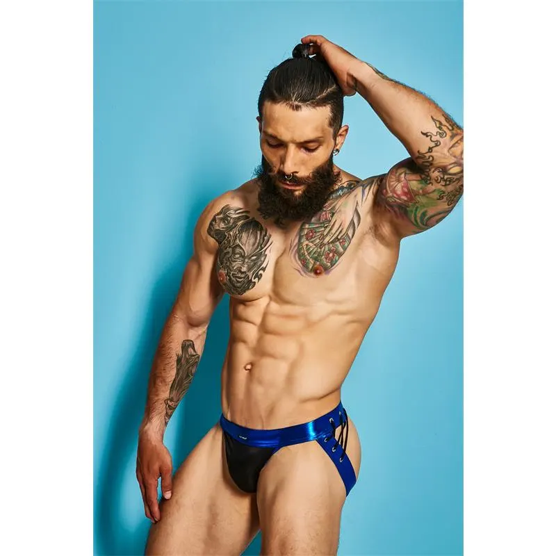 C4M14 Suspensorio Desire Leatherette Azul · CUT4MEN · Tangas y Braguitas — Foto 5
