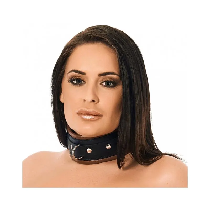 Collar Ancho Cuero Negro y Marrón · S/M · BONDAGE PLAY · Accesorios BDSM y Fetish