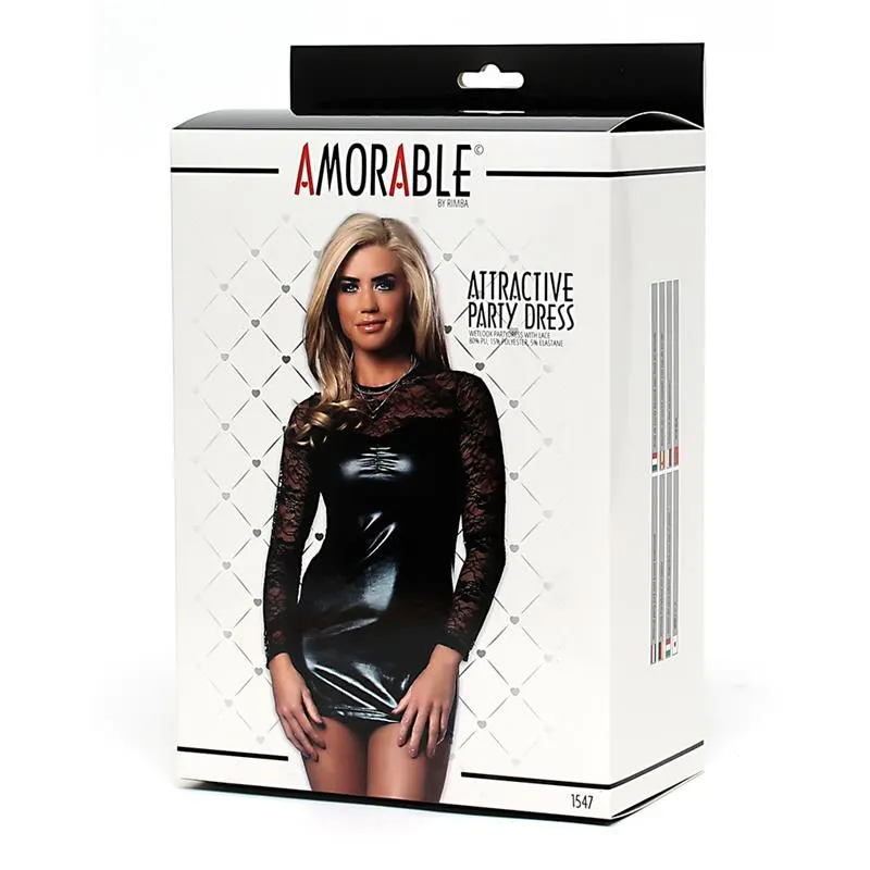 Vestido de Fiesta Wetlook con Encaje · S/M · AMORABLE · Disfraces y Vestidos — Foto 5