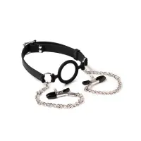 Mordaza de aro con Pinzas Pezones · LATEX PLAY · Accesorios y Sets