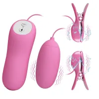Pinzas para Pezones y Huevo Vibrador con Electro shock · PRETTYLOVE · Huevos y Balas Vibradoras