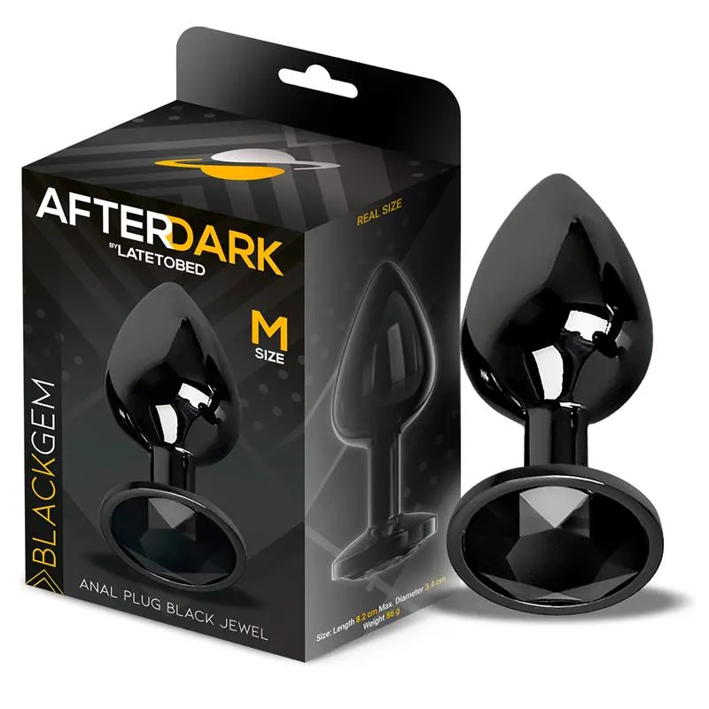 Blackgem Plug Anal Metálico con Joya Color Negro Talla M · AFTERDARK · Anal