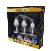 Set de 3 Plug de Metal con Joya · ALIVE · Anal