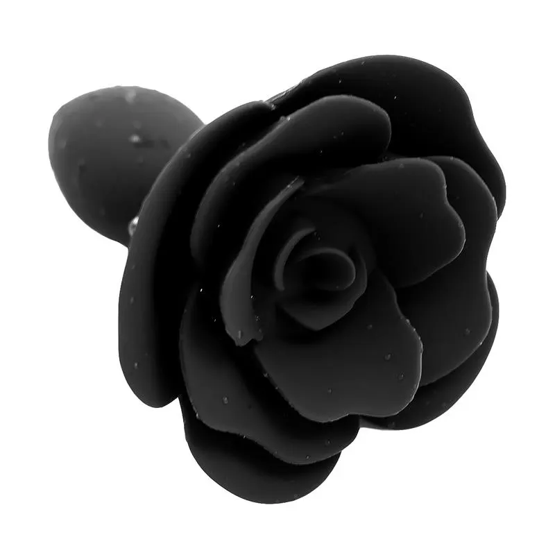 Plug Anal de Silicona con Rosa Negro · A-GUSTO · Anal — photo 2