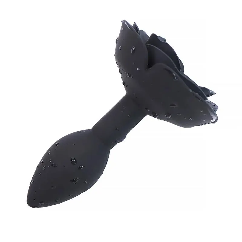 Plug Anal de Silicona con Rosa Negro · A-GUSTO · Anal — photo 3