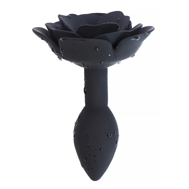 Plug Anal de Silicona con Rosa Negro · A-GUSTO · Anal — photo 4