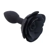 Plug Anal de Silicona con Rosa Negro · A-GUSTO · Anal