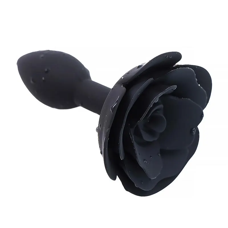 Plug Anal de Silicona con Rosa Negro · A-GUSTO · Anal