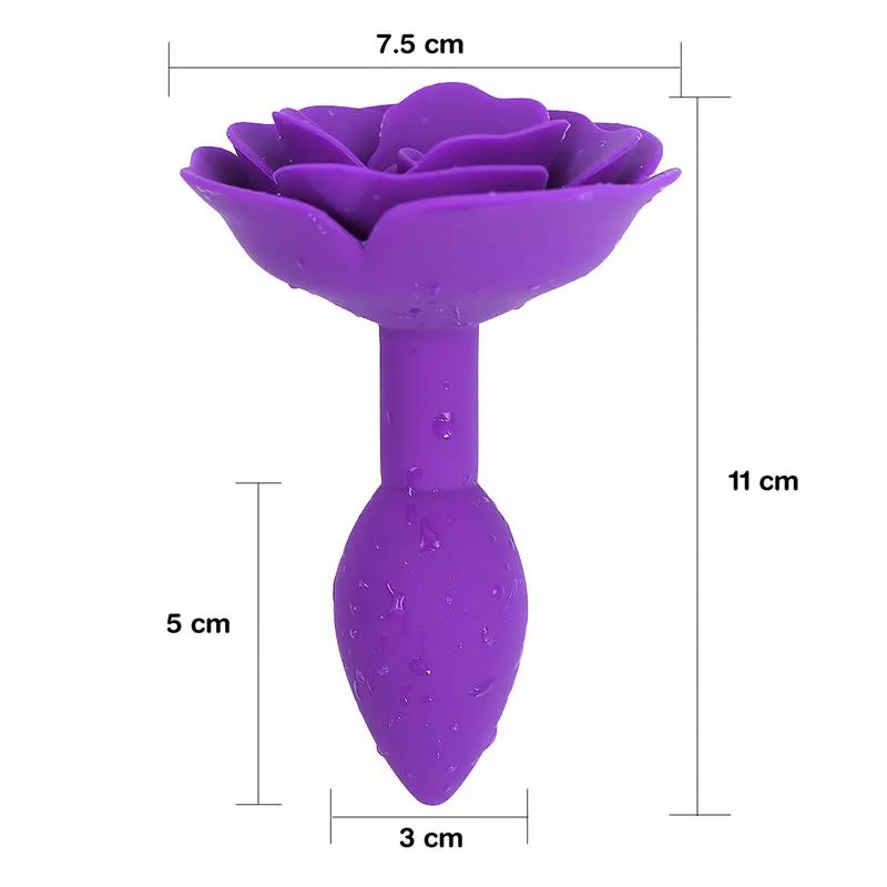 Plug Anal de Silicona con Rosa Púrpura · A-GUSTO · Anal — Foto 5