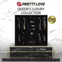 Luxury Set Queens 12 Juguetes Negro y Oro 18k · PRETTYLOVE · Estimuladores de Clítoris