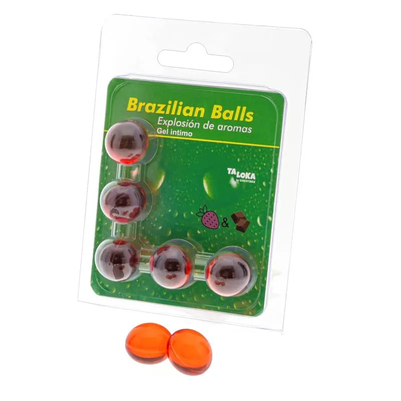 5 Brazilian Balls Explosion Aroma Fresa y Chocolate · BRAZILIAN BALLS · Cuidado Íntimo y Masaje