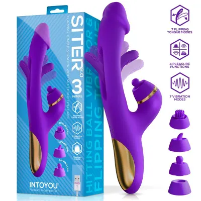 Siter 2.0 Vibrador con Lengua Flapping, Golpeteo y Cabezales Intercambiables · INTOYOU · Vibradores