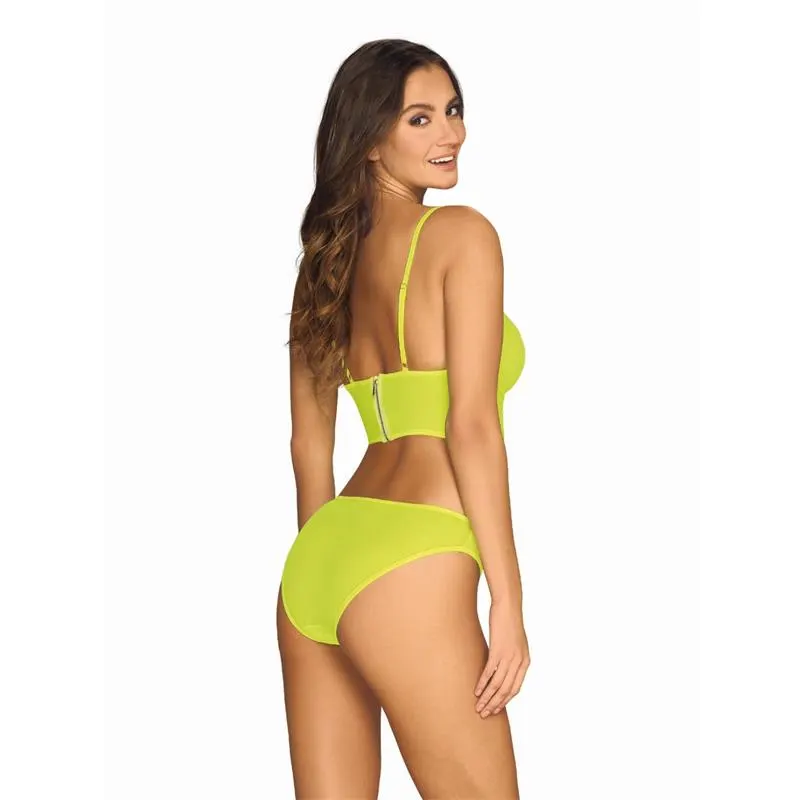 Neonia Set de 2 Piezas con Cremallera Amarillo Neón · S/M · OBSESSIVE · Conjuntos y Bodies — Foto 2