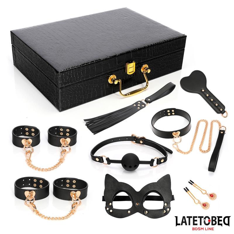 8-teiliges Bondage-Set aus Leder mit Aufbewahrungskoffer