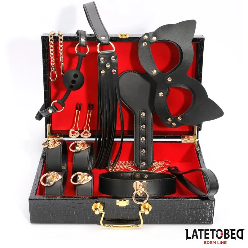 Kit Bondage de 8 Pz Cuero con Maletín de Almacenaje · LATETOBED BDSM LINE · Accesorios y Sets — Foto 2
