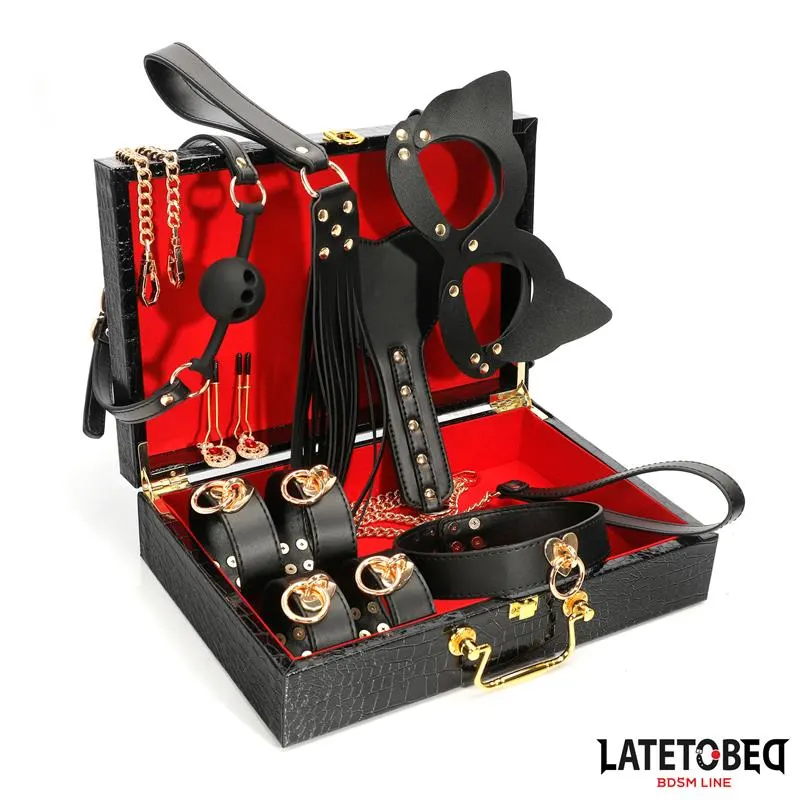 Kit Bondage de 8 Pz Cuero con Maletín de Almacenaje · LATETOBED BDSM LINE · Accesorios y Sets — Foto 3