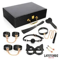 Kit Bondage de 8 Pz Cuero con Maletín de Almacenaje · LATETOBED BDSM LINE · Accesorios y Sets