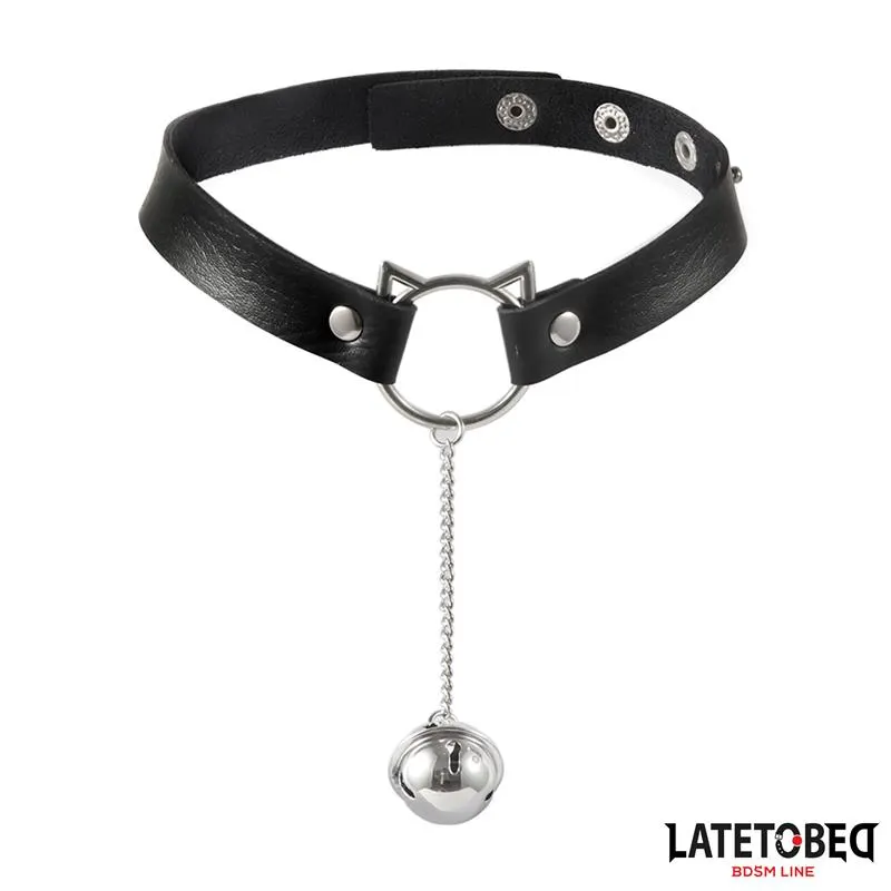 Choker con Aro con Orejitas y Cascabel · LATETOBED BDSM LINE · Juegos y Complementos Divertidos