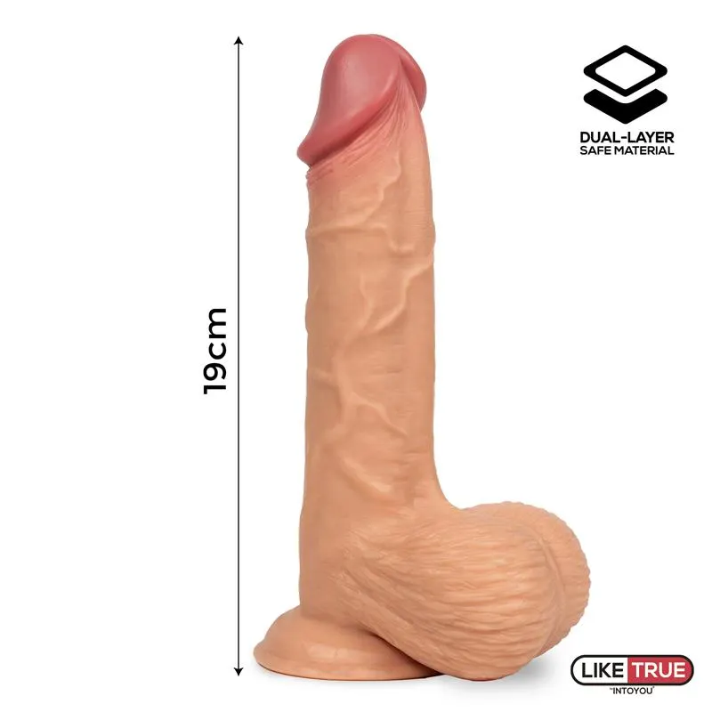 Fentok Dildo Realista Testículos Completos Dual Layer Retractil 7.5 · LIKETRUE · Dildos — Foto 6