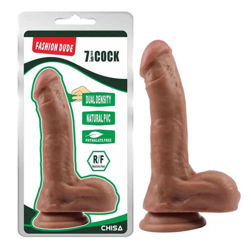 Dildo Dual Density Fashion Dude 20.5 x 4.5 cm Bronceado · CHISA · Dildos