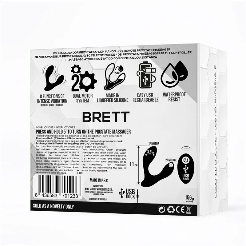 Brett Masajeador Prostático Control Remoto USB Silicona Líquida · TARDENOCHE · Anal — Foto 3