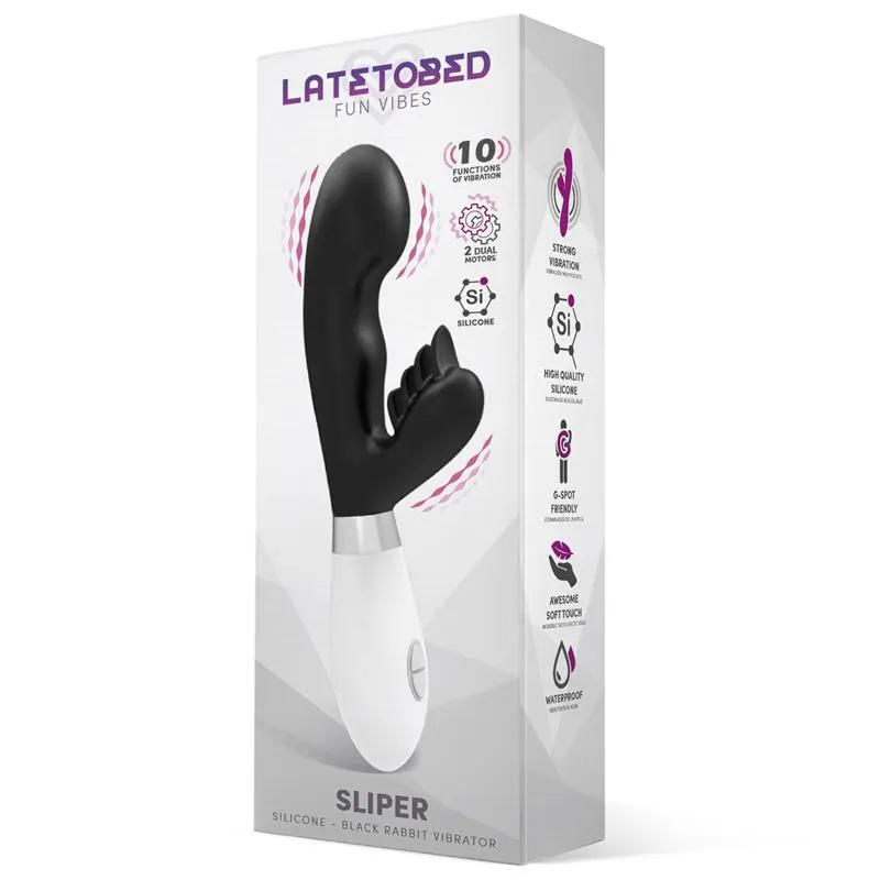 Sliper Vibrador Conejito Silicona Negro · LATETOBED · Vibradores — Foto 2