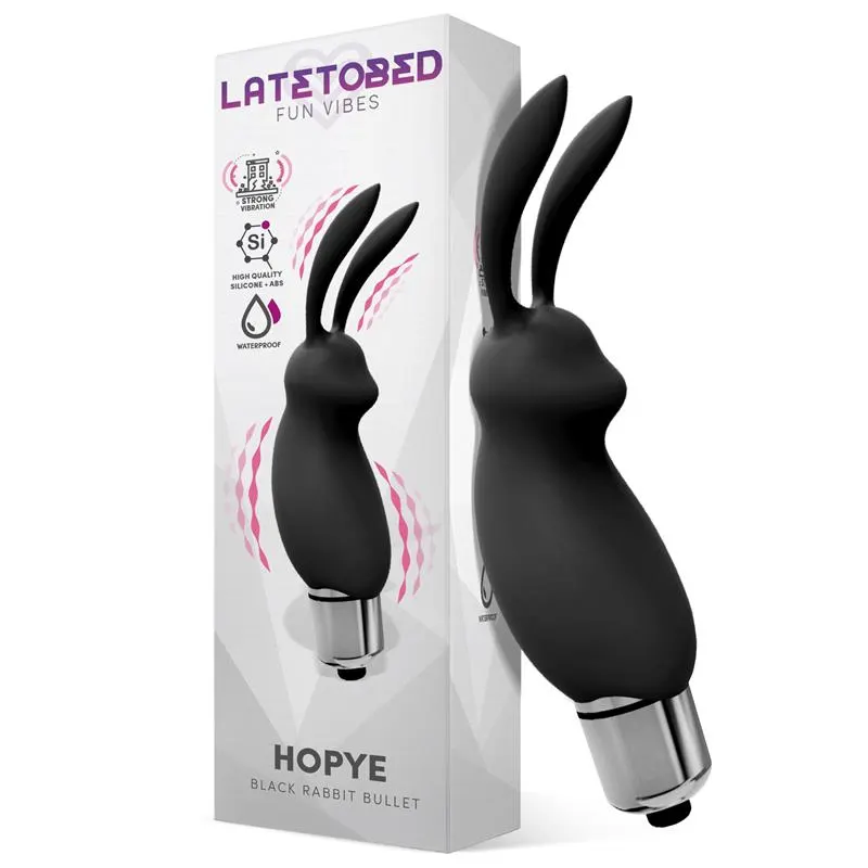 Hopye Bala Vibradora Conejito Silicona Negro · LATETOBED · Huevos y Balas Vibradoras