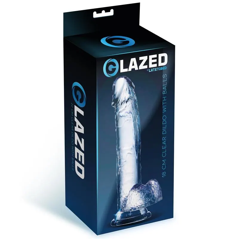 Dildo Realista con Testículos Material Cristalino 18 cm · GLAZED · Dildos — photo 2