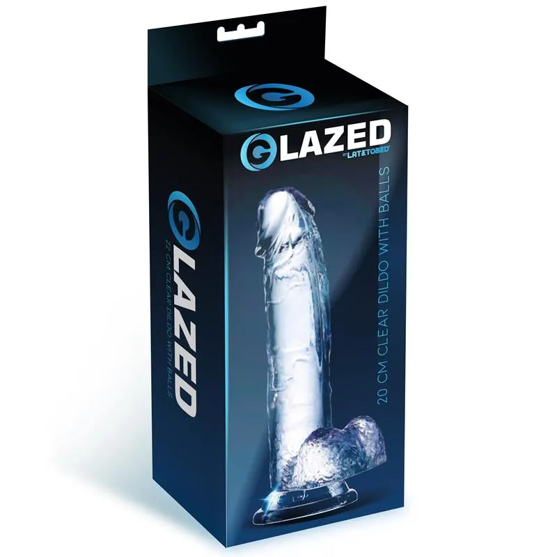 Dildo Realista con Testículos Material Cristalino 20 cm · GLAZED · Dildos — photo 2