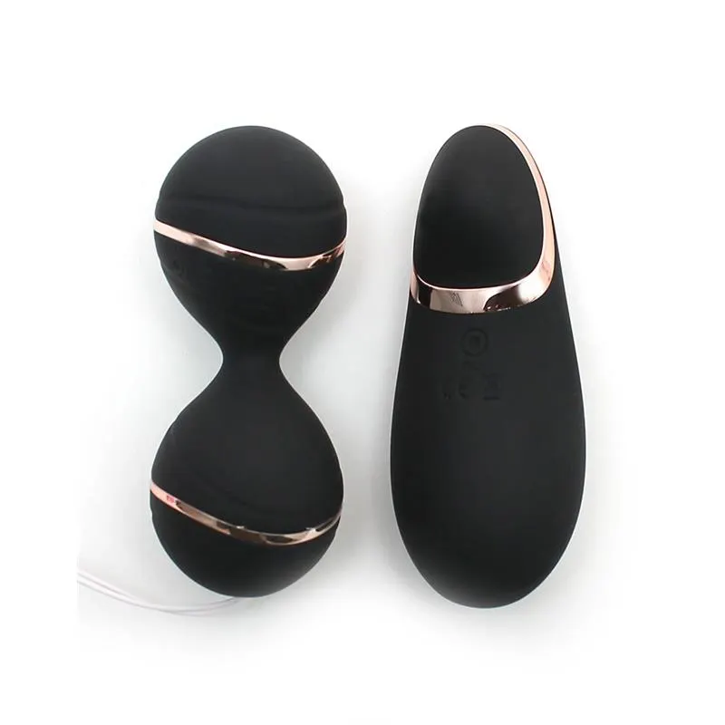 Bolas Kegel con Control Remoto y Estimulador Ibiza Negro · RIMBA TOYS · Bolas Chinas y Salud Femenina
