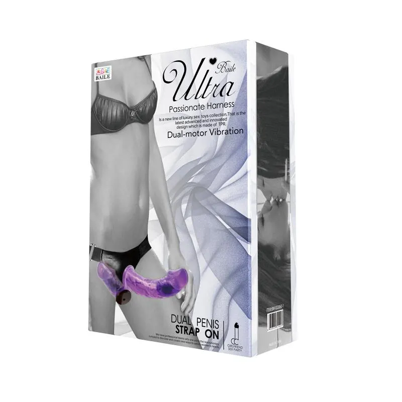 Arnés con Dildo Doble y Vibración Púrpura · BAILE · Dildos — Foto 9