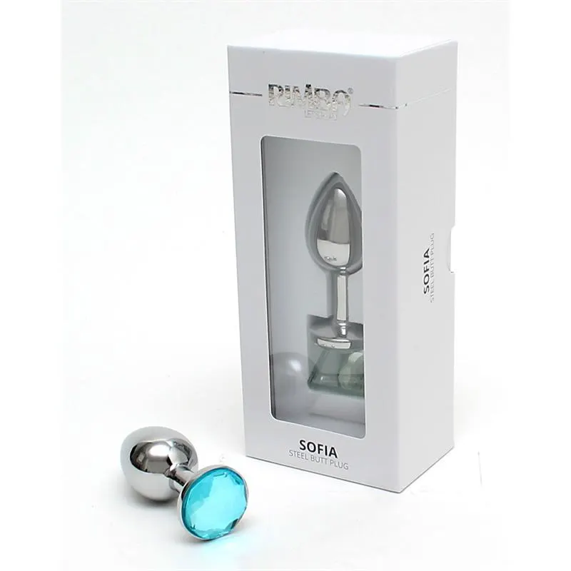 Plug Anal de Metal Sofia con Joya Azul · RIMBA TOYS · Anal — Foto 3