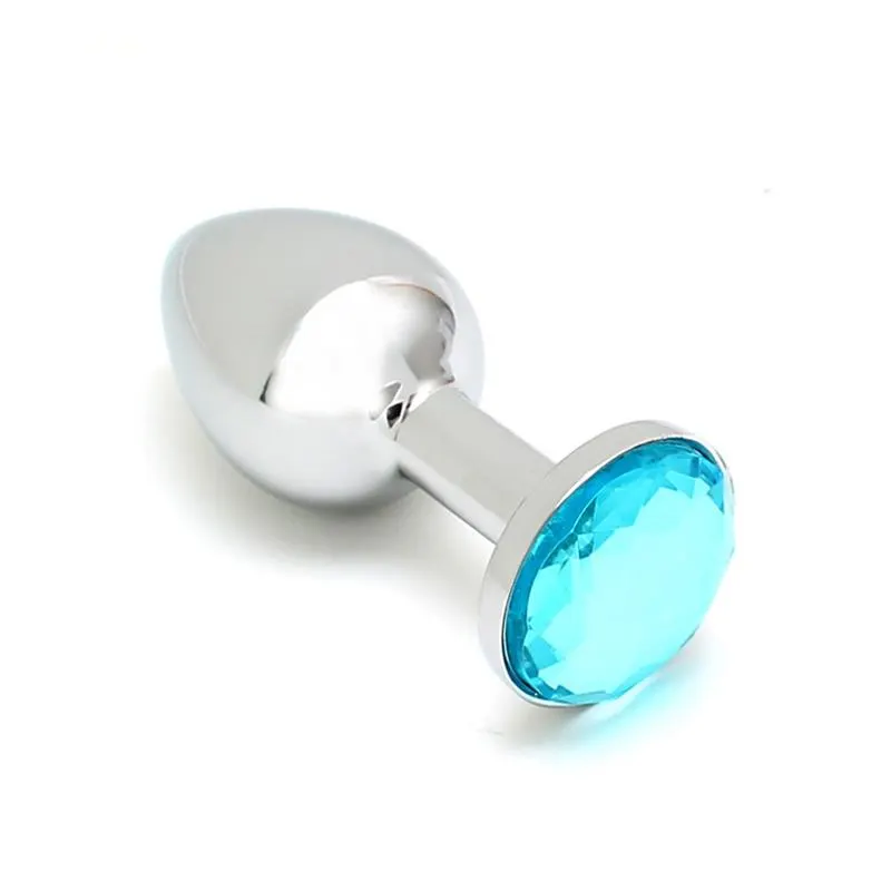 Plug Anal de Metal Sofia con Joya Azul · RIMBA TOYS · Anal