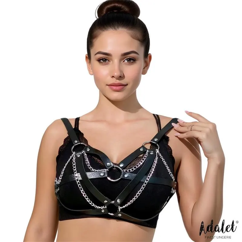 Karina Top Cuero Vegano con Cadenas Talla Única · ADALET LINGERIE · Accesorios BDSM y Fetish