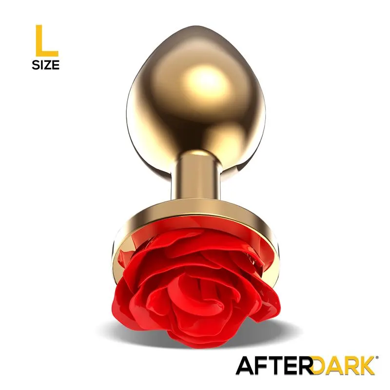 Plug Anal de Metal Dorado con Rosa Roja en la Base Talla L · AFTERDARK · Anal — photo 2