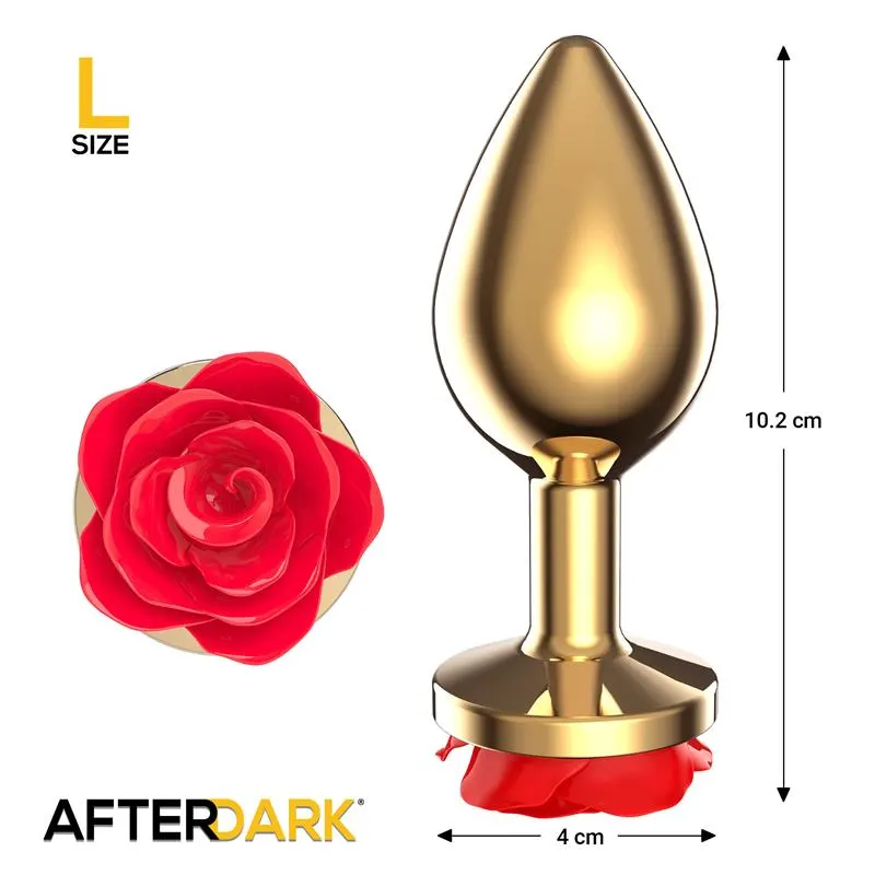 Plug Anal de Metal Dorado con Rosa Roja en la Base Talla L · AFTERDARK · Anal — photo 3