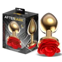 Plug Anal de Metal Dorado con Rosa Roja en la Base Talla L · AFTERDARK · Anal