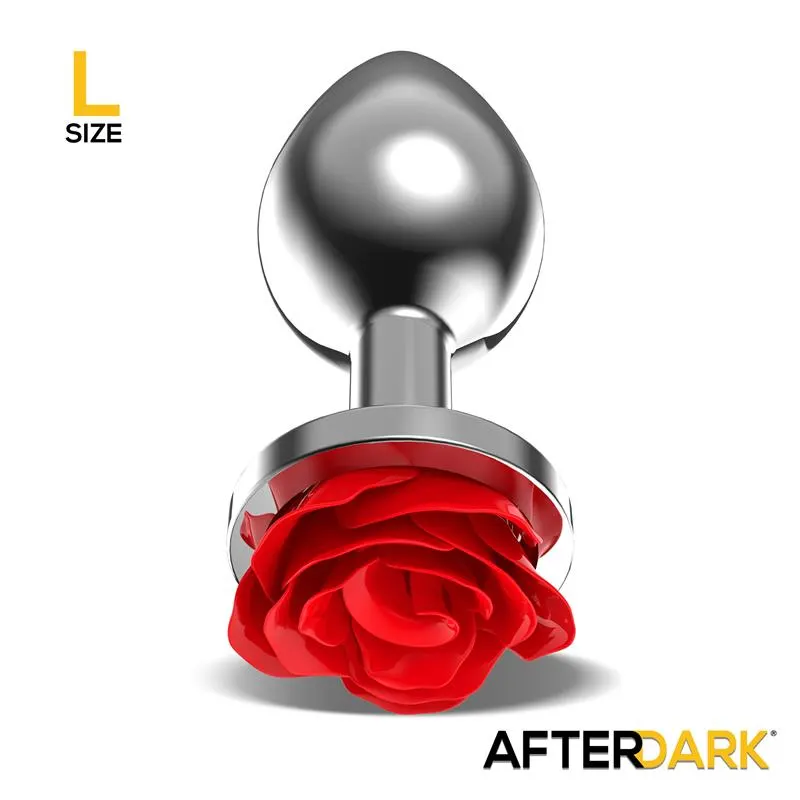 Plug Anal de Metal con Rosa Roja en la Base Talla L · AFTERDARK · Anal — Foto 2