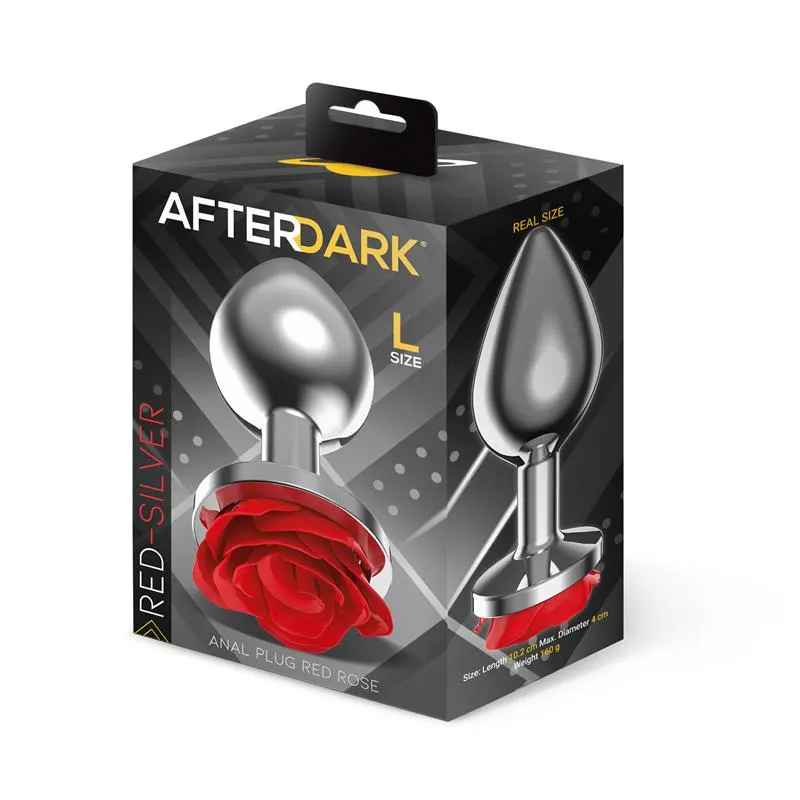 Plug Anal de Metal con Rosa Roja en la Base Talla L · AFTERDARK · Anal — Foto 4