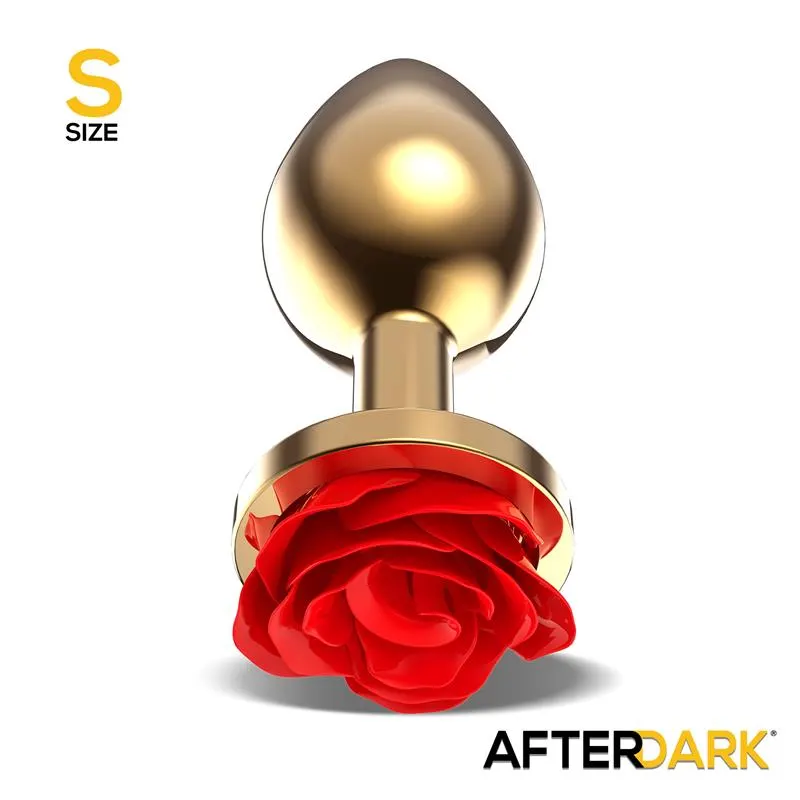 Plug Anal de Metal Dorado con Rosa Roja en la Base Talla S · AFTERDARK · Anal — Foto 2