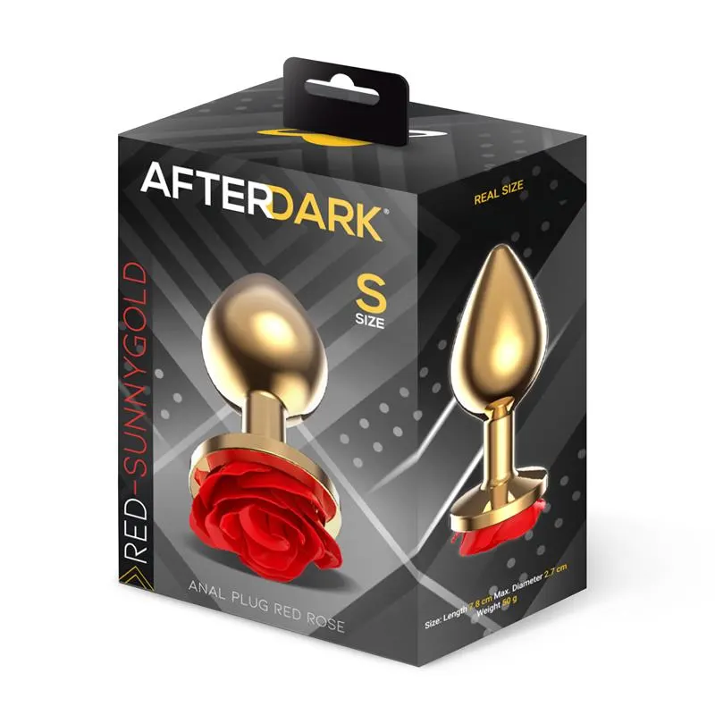 Plug Anal de Metal Dorado con Rosa Roja en la Base Talla S · AFTERDARK · Anal — Foto 4
