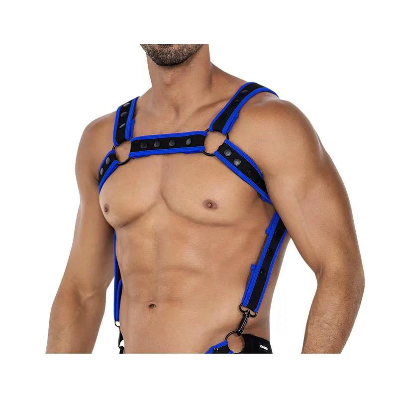H4RNESS05 Arnés de Pecho Neon Azul Eléctrico Talla Única · CUT4MEN · Accesorios BDSM y Fetish
