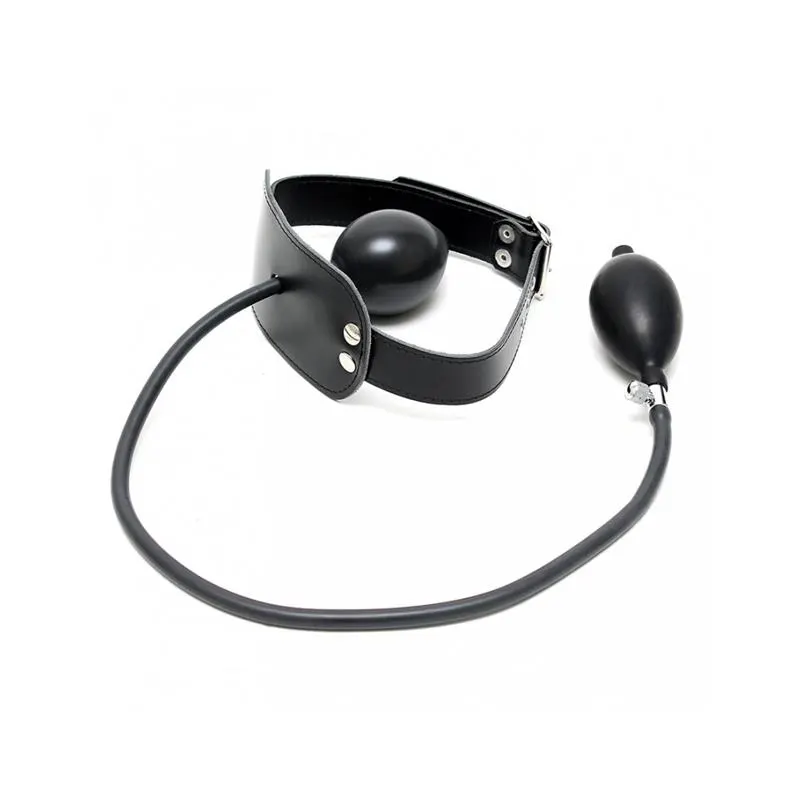 Mordaza Cuero con Globo Inflable y Bomba Ajustable · BONDAGE PLAY · Máscaras, Antifaces y Mordazas