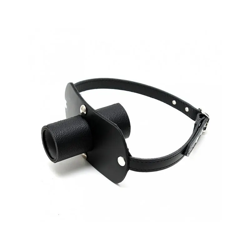 Mordaza Cuero con Tubo para Orinar Ajustable · BONDAGE PLAY · Máscaras, Antifaces y Mordazas