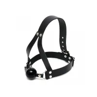 Mordaza Sujección de Cabeza Cuero y Silicona Ajustable · BONDAGE PLAY · Máscaras, Antifaces y Mordazas