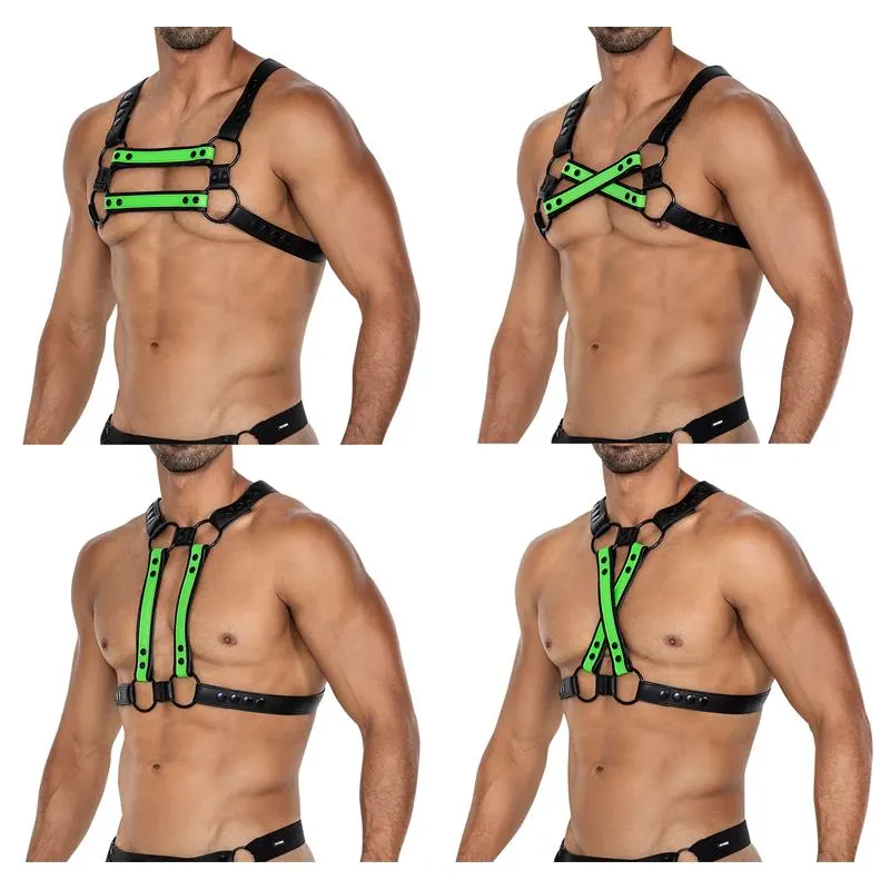 H4RNESS06 Arnés de Pecho 4WAY Verde Talla Única · CUT4MEN · Accesorios BDSM y Fetish